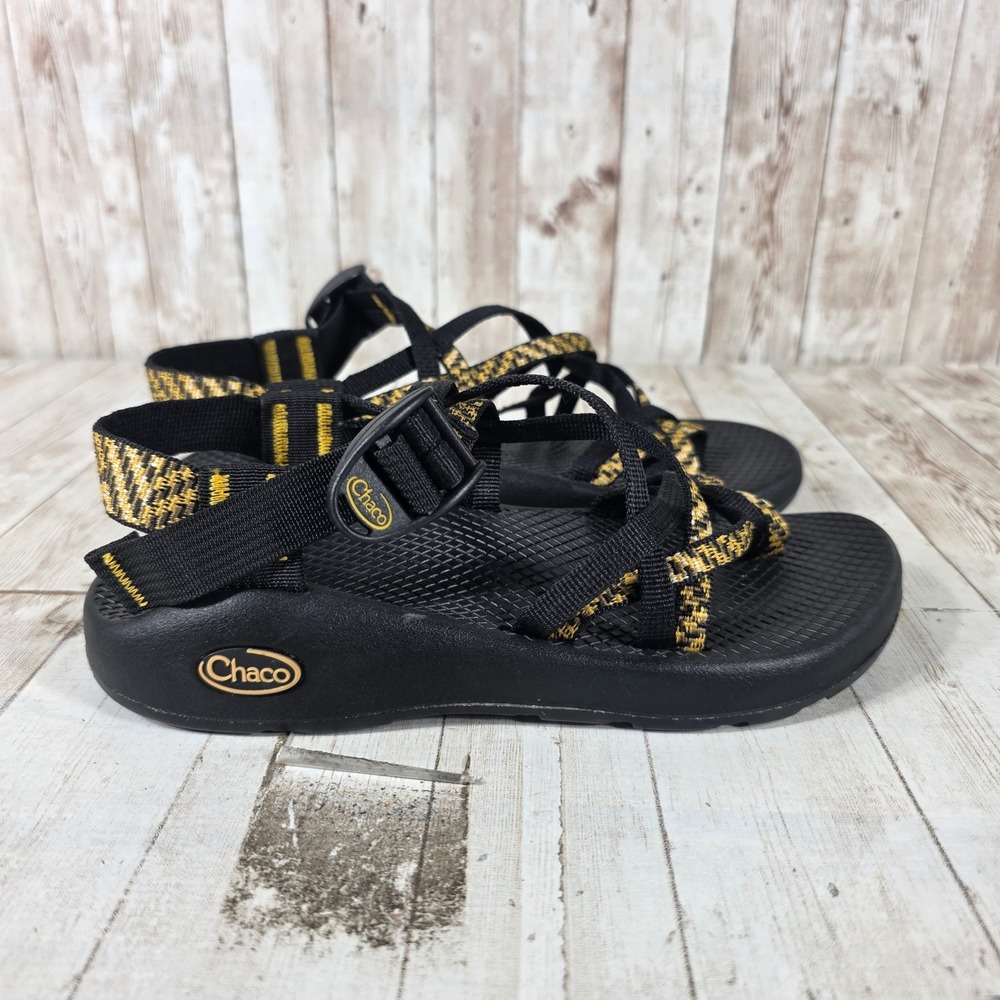 Chaco Z/Cloud 2 Womens Size 6 Black Gold Strappy Athletic Hiking Sandals Vibram